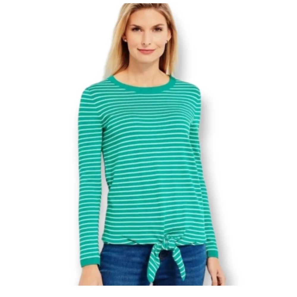 Talbots bottom tie cotton and Re cell striped sweater . Worn about 5x